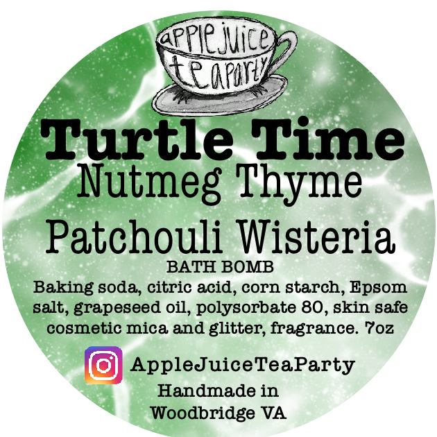 “Turtle Time" Nutmeg Thyme Patchouli Wisteria Bath Bomb