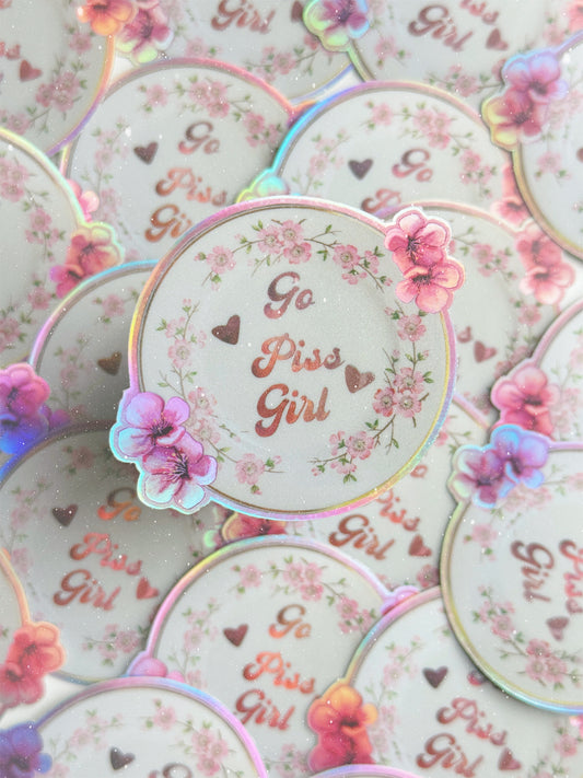 Go Piss Girl Dirty Dish Vinyl Sticker