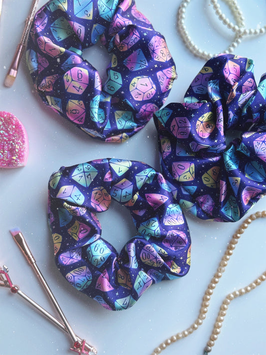 Satin Scrunchie: D20 Dark Rainbow
