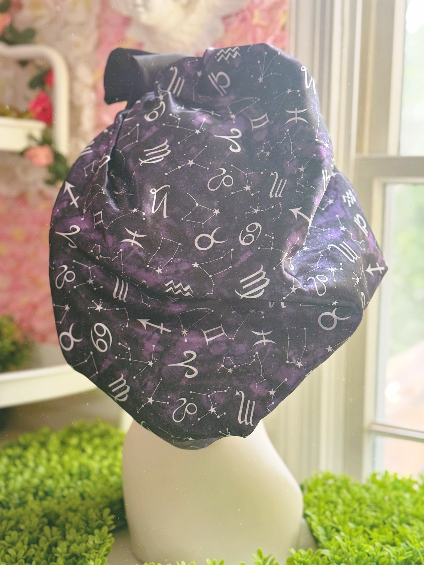Satin Bonnet: Purple Zodiac