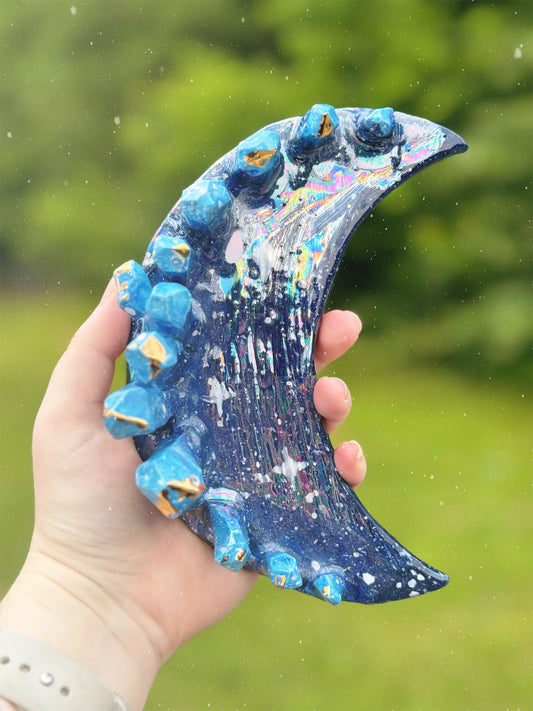Ceramic Blue Crystal Moon Ring Dish