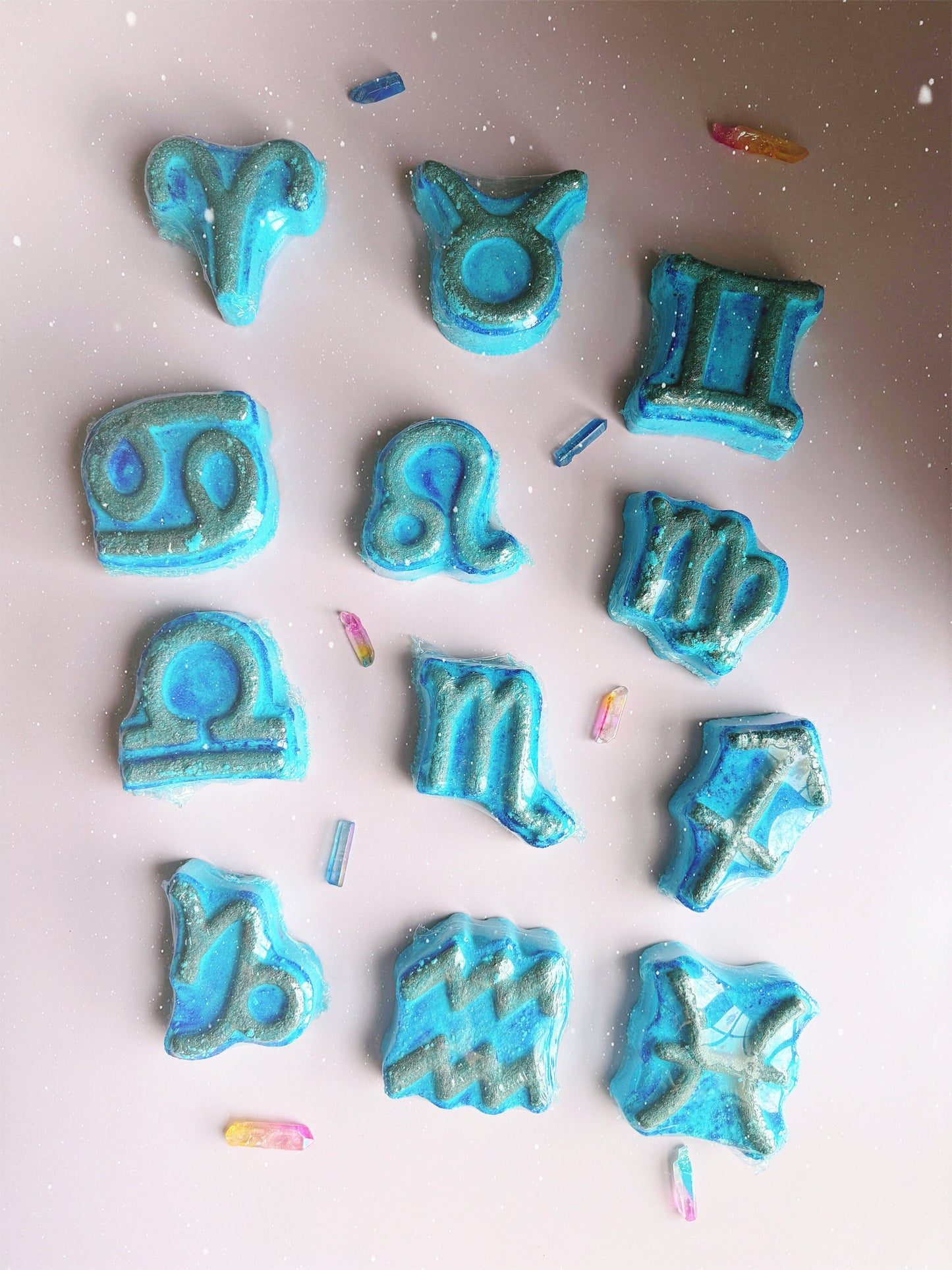 Zodiac Bath Bomb: Blue Raspberry Slush - Astrology Hand-painted Vegan Indie Bath and Body